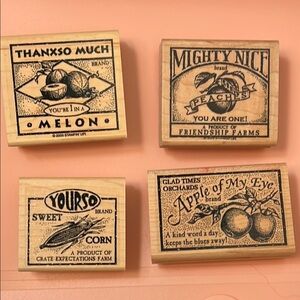 Stampin' Up! Vintage themed melon, apples, peaches and corn includes three cards